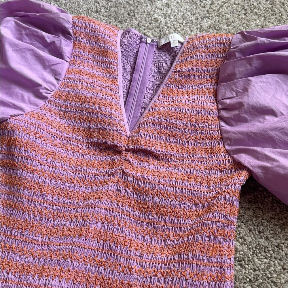 Karlie Solid Poplin Contrast Stitch Dress | Medium | Lavender - Picture 5 of 9